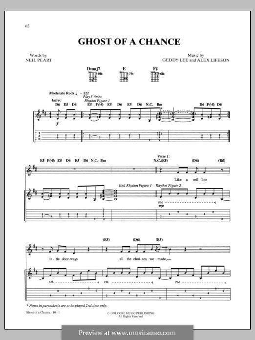 Ghost of a Chance (Rush): For guitar with tab by Alex Lifeson, Geddy Lee