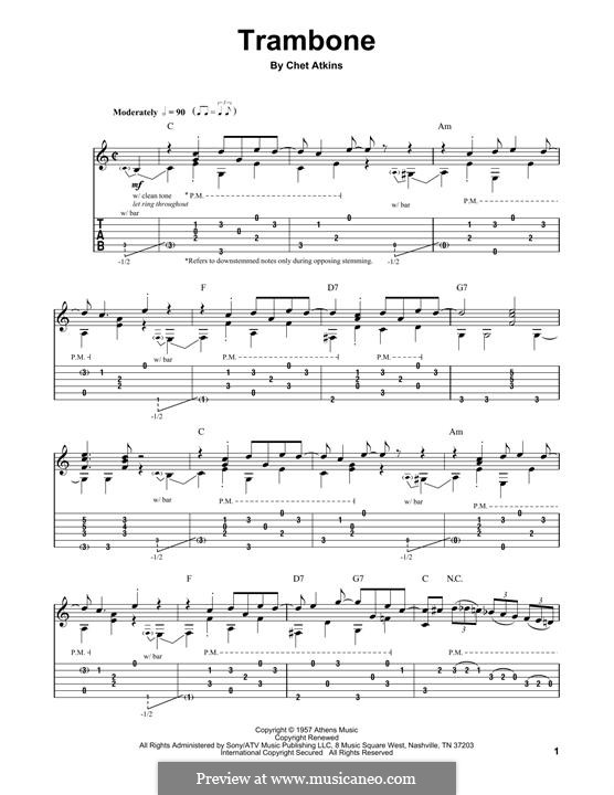 Trambone: For guitar with tab by Chet Atkins