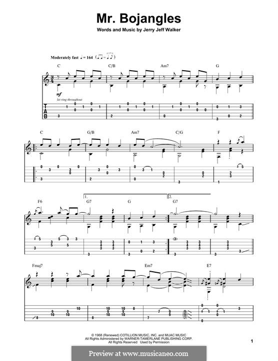 Mr. Bojangles: For guitar with tab by Jerry Jeff Walker