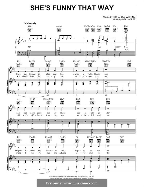 She's Funny That Way: For voice and piano (or guitar) by Neil Moret