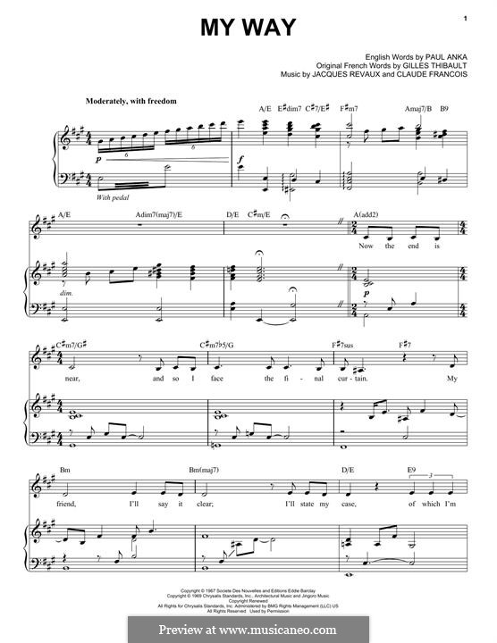 My Way: For voice and piano (Frank Sinatra) by Claude Francois, Jacques Revaux