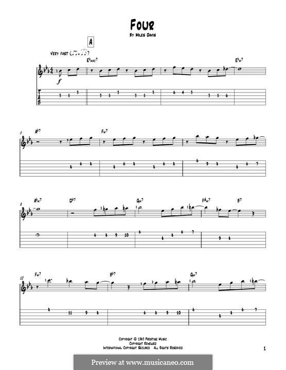 Four: For guitar with tab by Miles Davis