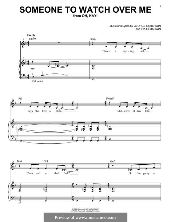Someone To Watch Over Me (from Oh, Kay!): For voice and piano by George Gershwin