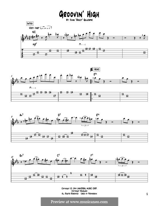 Groovin' High: For guitar with tab by Dizzy Gillespie