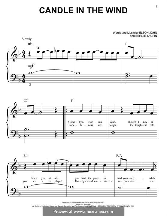 Candle in the Wind: For piano by Elton John