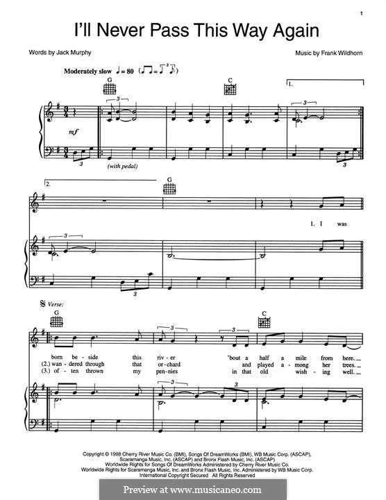 I'll Never Pass This Way Again: For voice and piano by Frank Wildhorn