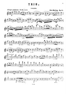 Piano Trio, Op.36: Violin part by Otto Malling