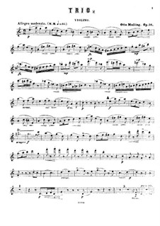 Piano Trio, Op.36: Violin part by Otto Malling