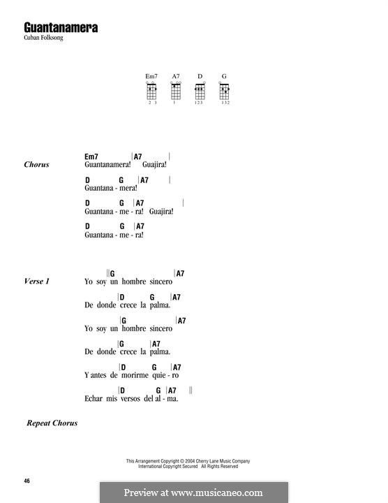 Guantanamera: For ukulele by folklore