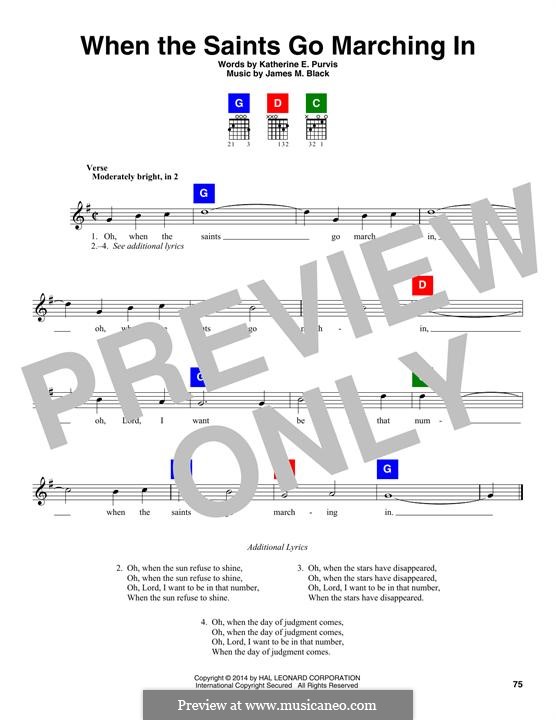 When the Saints Go Marching In: Melody line by James Milton Black