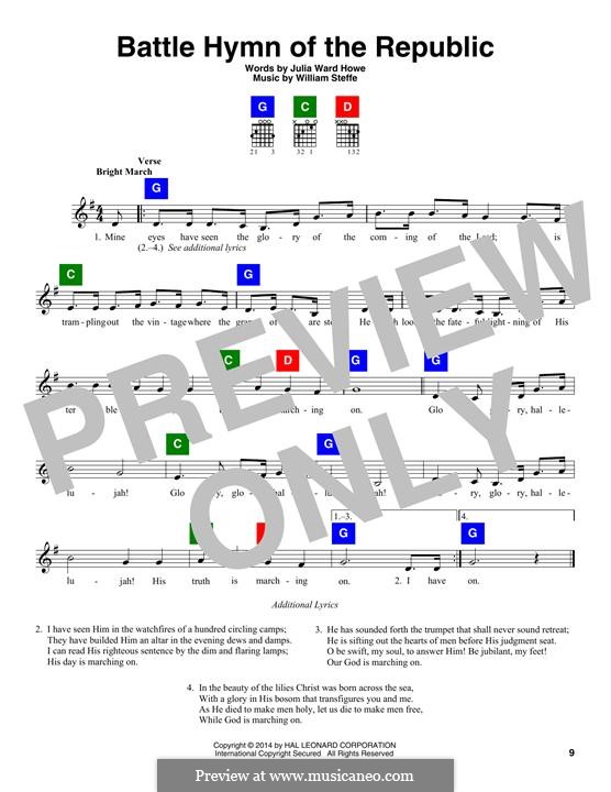 Battle Hymn of the Republic: Melody line by William Steffe