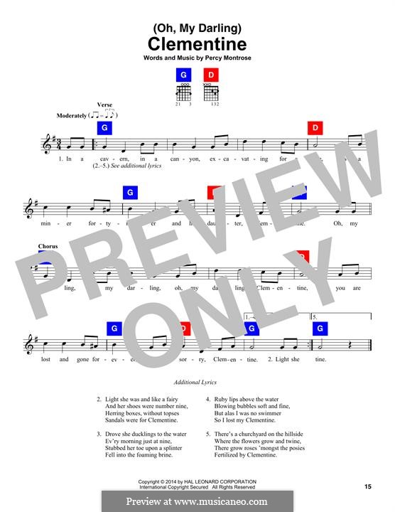 (Oh, My Darling) Clementine: Melody line by Percy Montrose