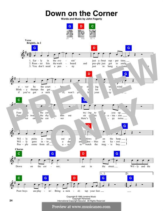 Down on the Corner (Creedence Clearwater Revival): Melody line by John C. Fogerty