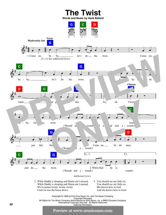 The Twist (Chubby Checker): Melody line by Hank Ballard