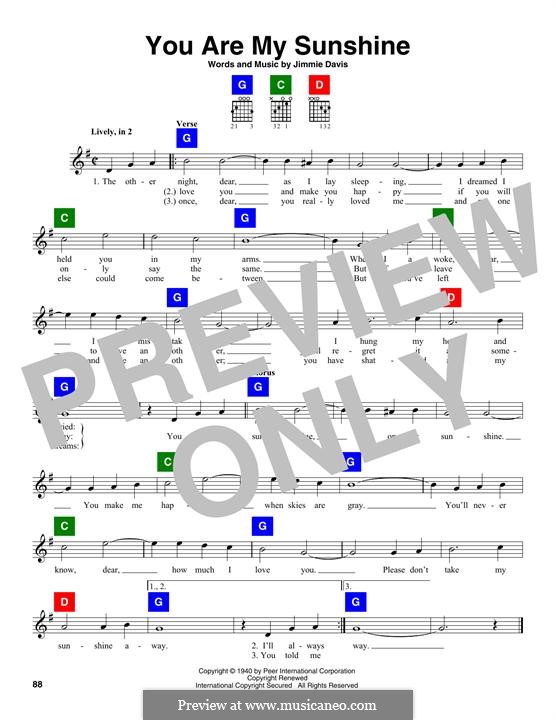 You are My Sunshine: Melody line by Jimmie Davis