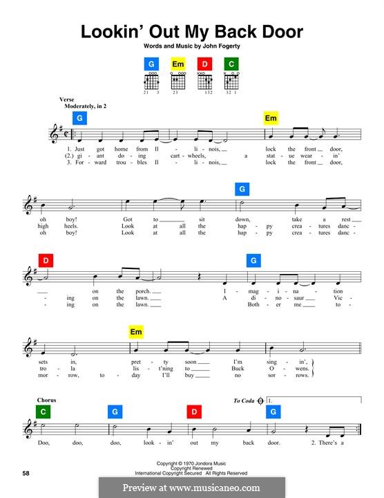 Lookin' Out My Back Door (Creedence Clearwater Revival): Melody line by John C. Fogerty