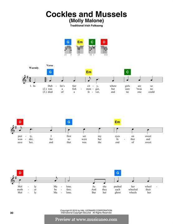 Molly Malone (Cockles and Mussels): Melody line by folklore