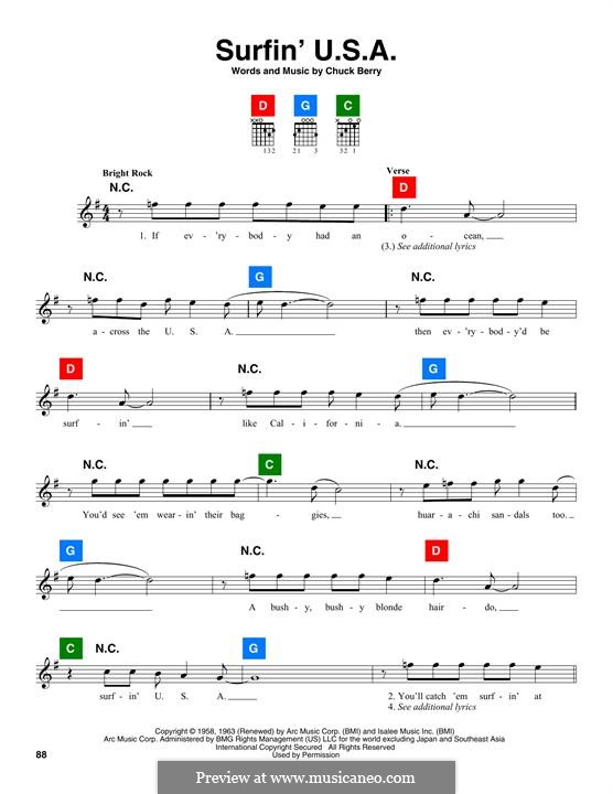 Surfin' U.S.A. (The Beach Boys): Melody line by Chuck Berry