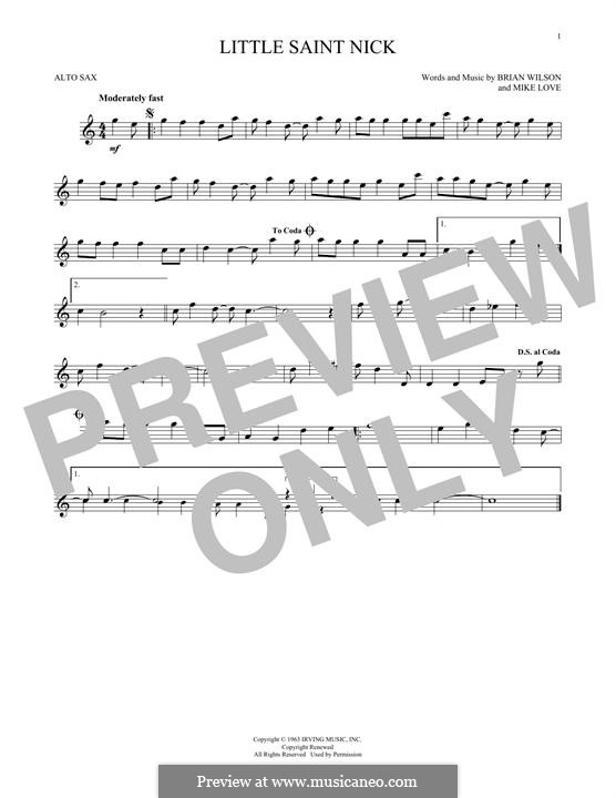 Little Saint Nick (The Beach Boys): For alto saxophone by Brian Wilson, Mike Love