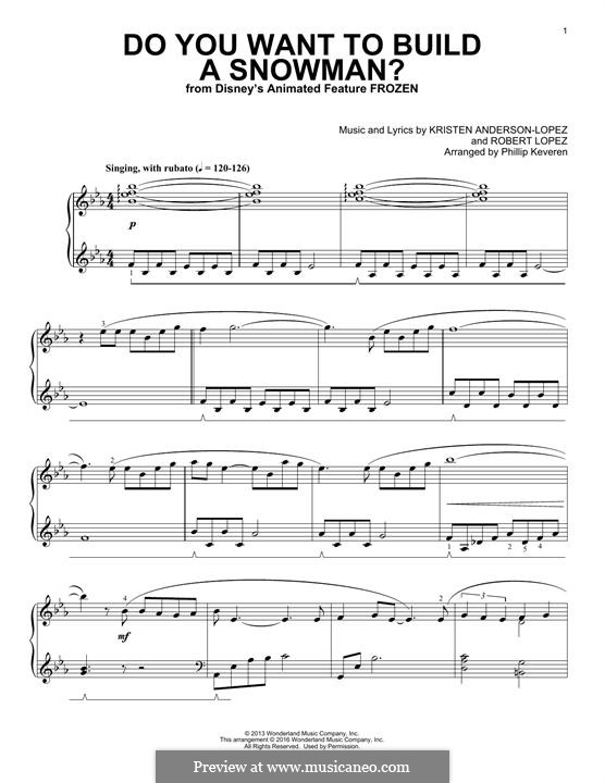 Do You Want to Build a Snowman? (from Frozen): For piano by Robert Lopez, Kristen Anderson-Lopez