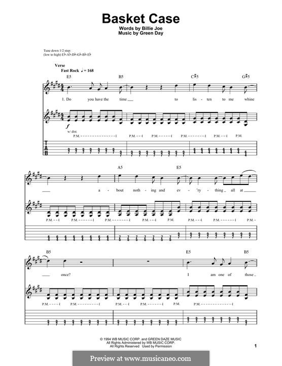 Basket Case (Green Day): For guitar with tab by Billie Joe Armstrong, Tré Cool, Michael Pritchard