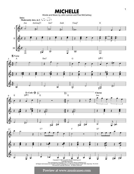 Michelle (The Beatles), for One Instrument: For guitar with tab by John Lennon, Paul McCartney