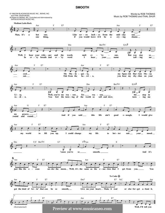 Smooth (Santana featuring Rob Thomas) by I. Shur, R. Thomas on MusicaNeo