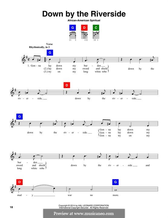 Down By the Riverside: Melody line by folklore