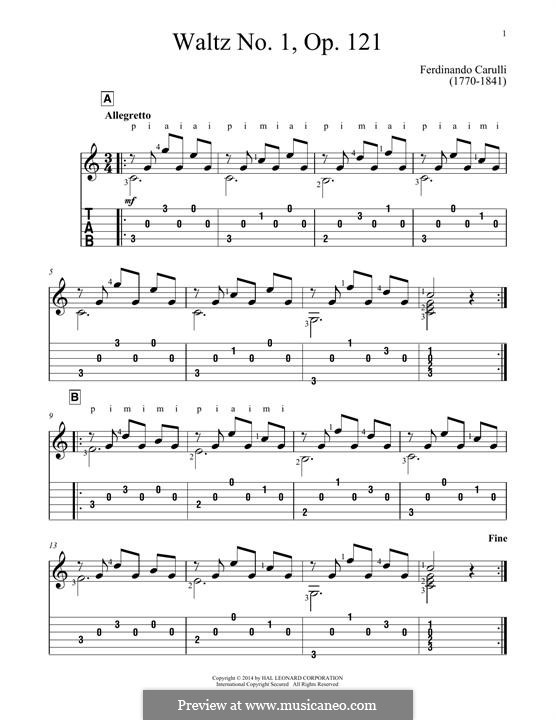 Siciliana in A Minor for Guitar by Ferdinando Carulli sheet music