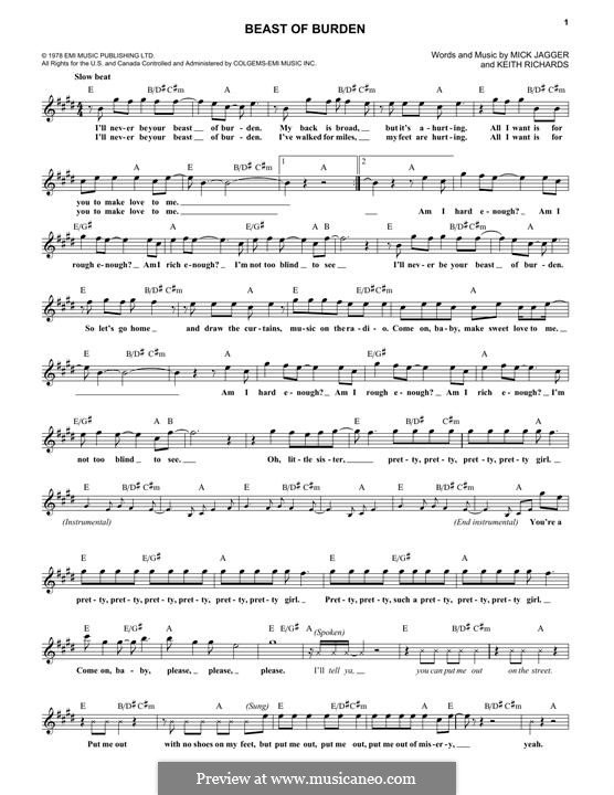 Beast of Burden (The Rolling Stones): Melody line by Keith Richards, Mick Jagger