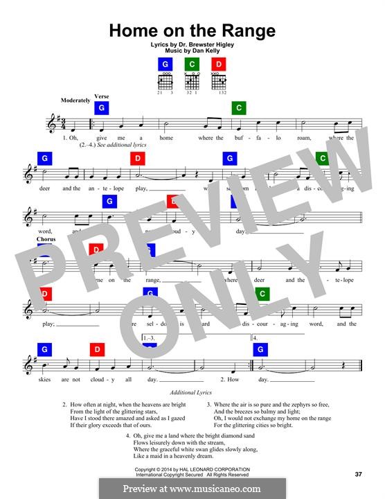 Home on the Range: Melody line by Daniel E. Kelley