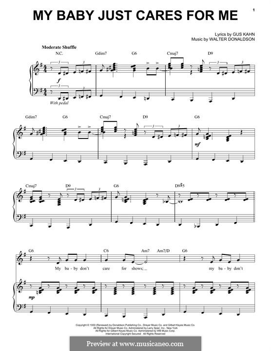 My Baby Just Cares for Me (Nina Simone): For voice and piano by Walter Donaldson