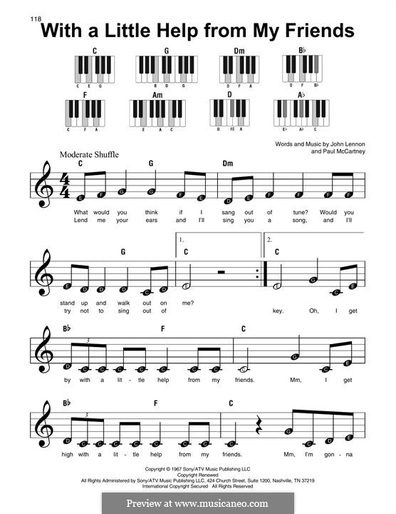 With a Little Help from My Friends (The Beatles): Melody line by John Lennon, Paul McCartney