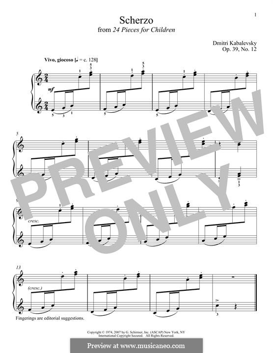Twenty-Four Easy Pieces, Op.39: No.12 Scherzo by Dmitri Kabalevsky