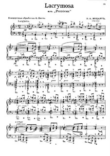 Two Transcriptions on Themes from 'Requiem' by Mozart, S.550: No.2 Lacrimosa by Franz Liszt