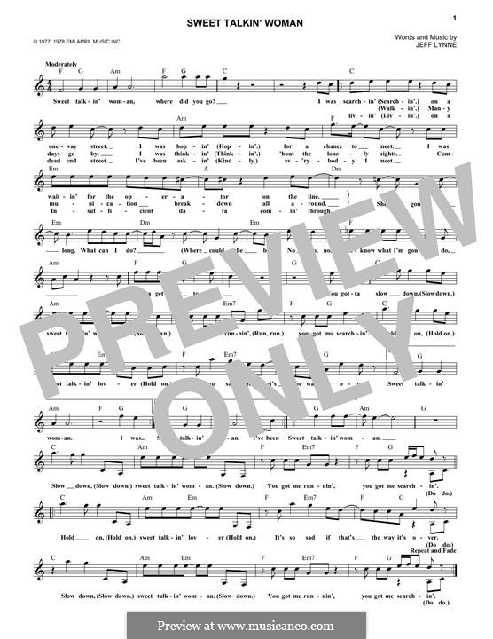 Sweet Talkin' Woman (Electric Light Orchestra): Melody line by Jeff Lynne
