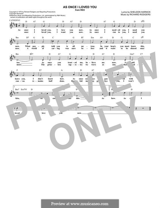 As Once I Loved You: Lyrics and chords by Sheldon Harnick