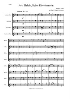 Ach Elslein, liebes Elselein mein: For saxophone quartet by Ludwig Senfl