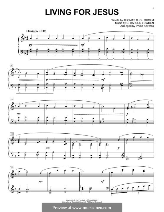 Living for Jesus: For piano by Thomas O. Chisholm