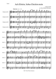 Ach Elslein, liebes Elselein mein: For clarinet quartet (4 B flats) by Ludwig Senfl