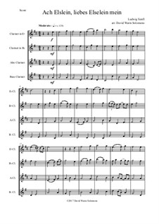Ach Elslein, liebes Elselein mein: For clarinet quartet (E flat, B flat, Alto, Bass) by Ludwig Senfl