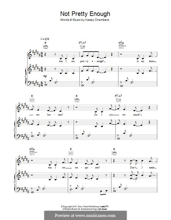 Not Pretty Enough: For voice and piano (or guitar) by Kasey Chambers