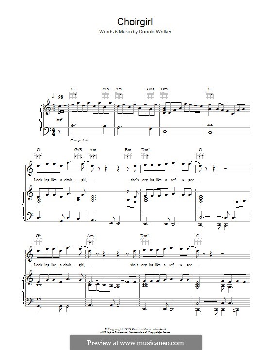 Choir Girl (Cold Chisel) by D. Walker sheet music on MusicaNeo