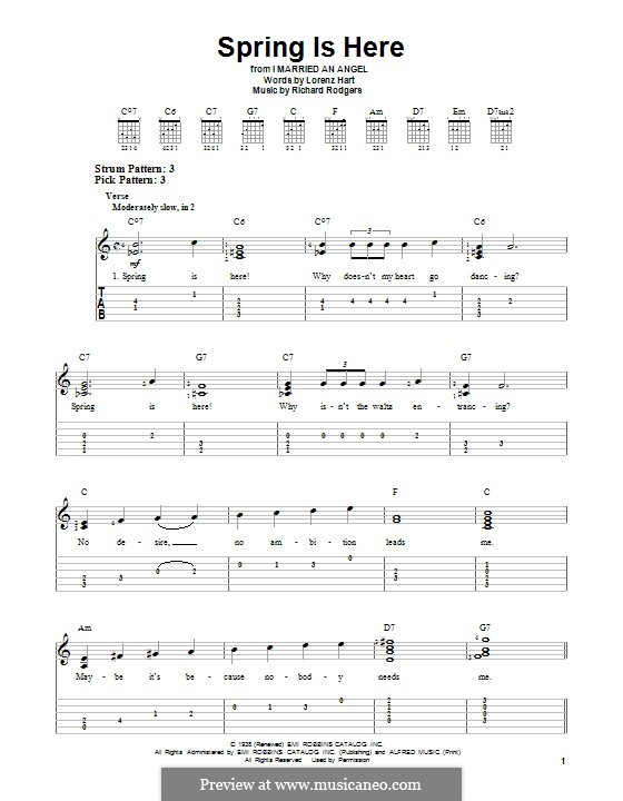 Spring is Here: For guitar with tab by Richard Rodgers