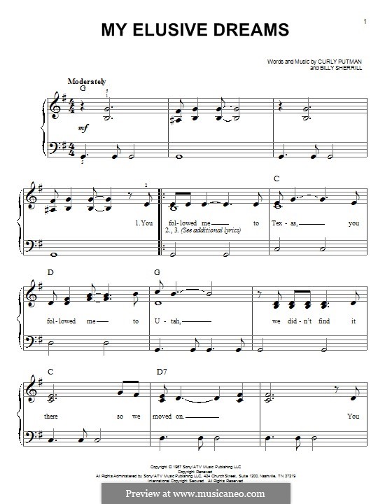 My Elusive Dreams (David Houston & Tammy Wynette): For piano by Billy Sherrill, Curly Putman