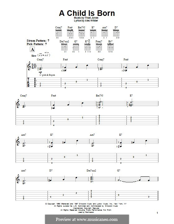 A Child is Born: For guitar with tab by Thad Jones