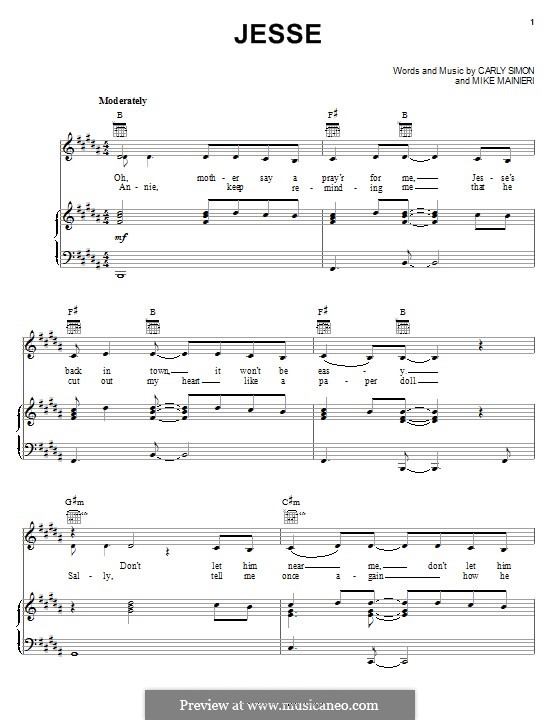 Jesse: For voice and piano (or guitar) by Carly Simon, Mike Maineri