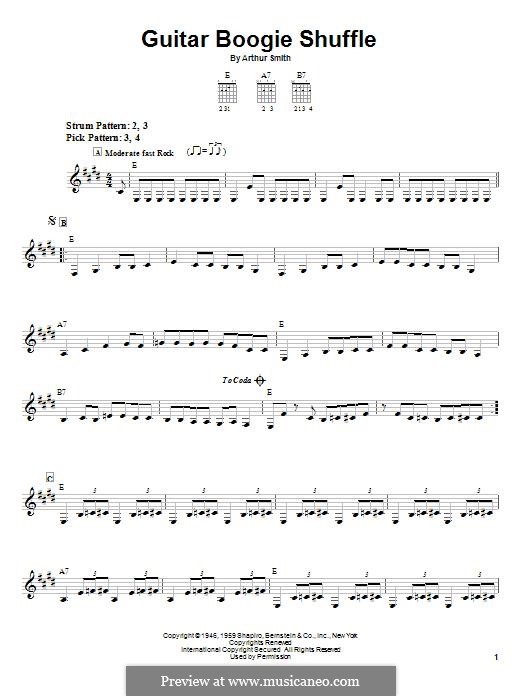 Guitar Boogie Shuffle (The Virtues) by A. Smith sheet music on MusicaNeo