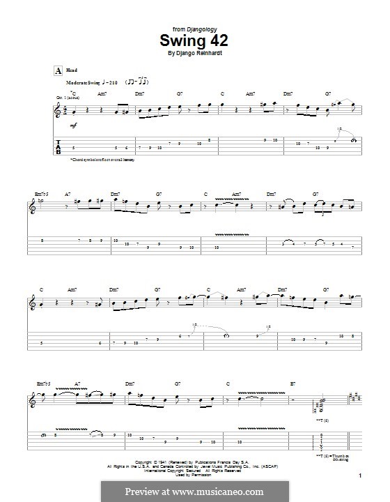 Swing 42 by D. Reinhardt - sheet music on MusicaNeo