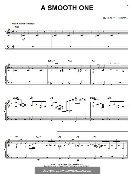 A Smooth One: For piano by Benny Goodman